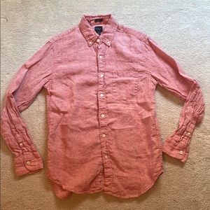 mens j crew slim fit linen button down small